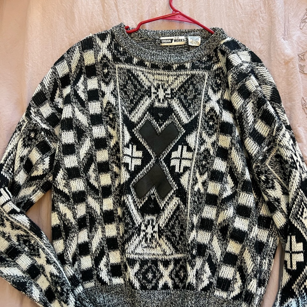 Urban Works Black and White Geometric Sweater